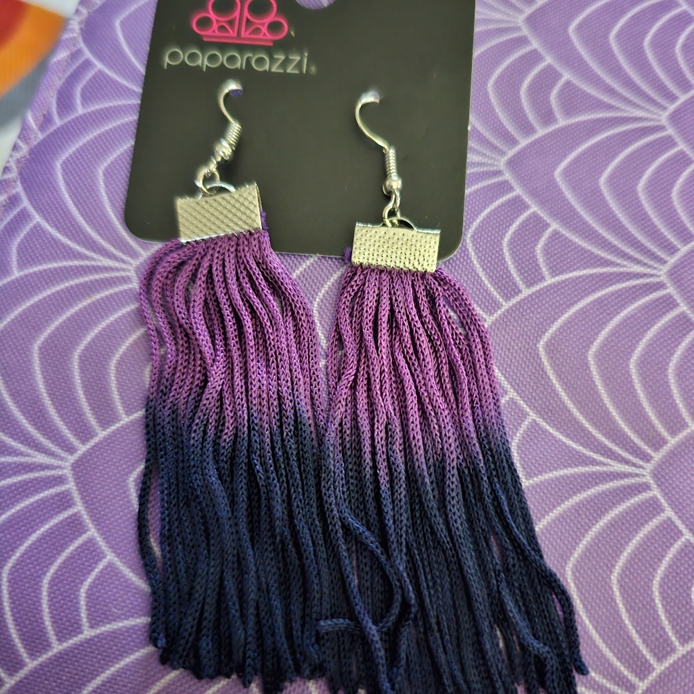 Paparazzi Purple and Blue Tassel Earrings